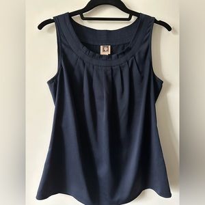 Navy silk Anne Klein sleeveless top (size S)